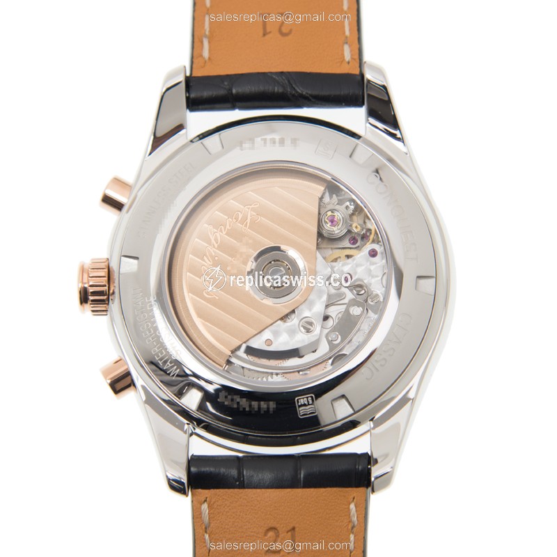 Longines CONQUEST Replica - 18kt Rose Gold | Steel - Automatic | Black Dial - View 3