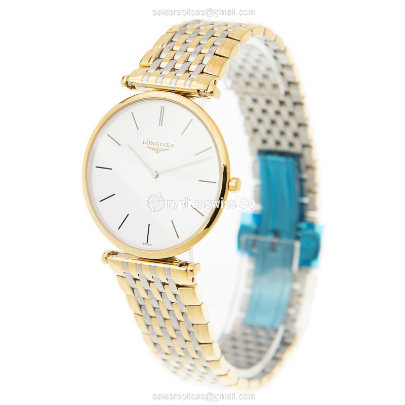 Longines LA GRANDE Quartz - Gold PVD Case, White Dial, Gold PVD Strap - View 3