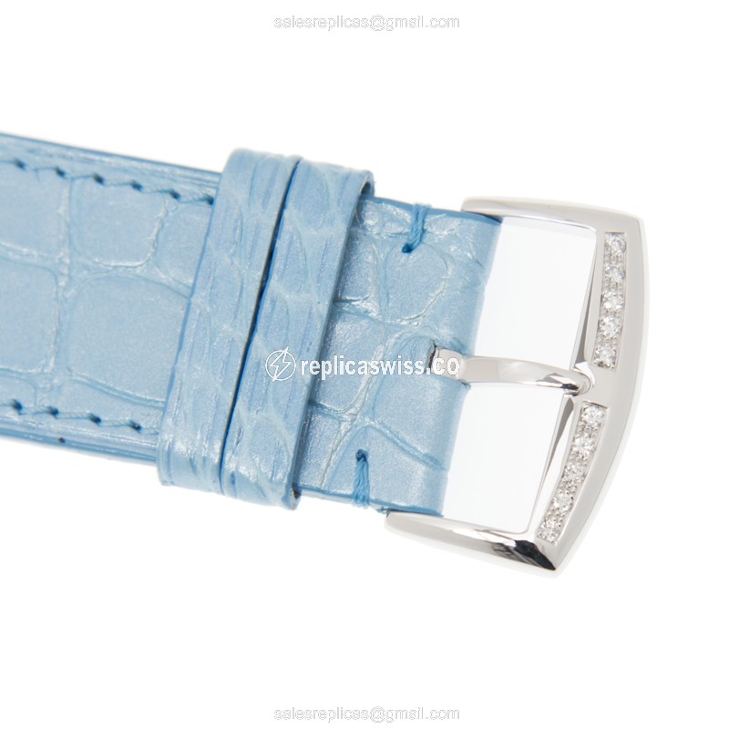 Franck Muller 1002 QZ REL MOP D AC LONG ISLAND - Quartz - Diamond Case - White Dial, Leather Strap - View 4
