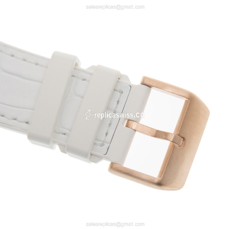 Franck Muller V 45 SC DT Vanguard Auto 18kt Rose Gold Case White Dial Buckle White Strap - View 4