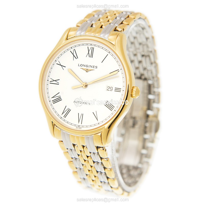 Longines Lyre Replica - Automatic - 18kt Rose Gold Case - White Dial, Gold Clasp - View 3
