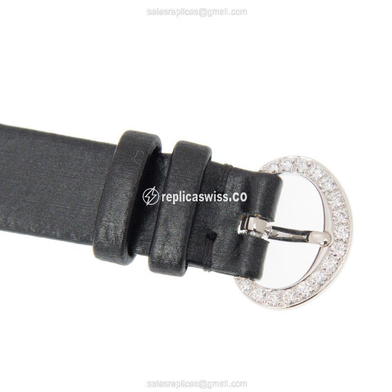 Chopard 139377-1001 Replica - Automatic - 18kt White Gold - Diamond - Silver Dial - Silk Strap - Black Buckle - View 4