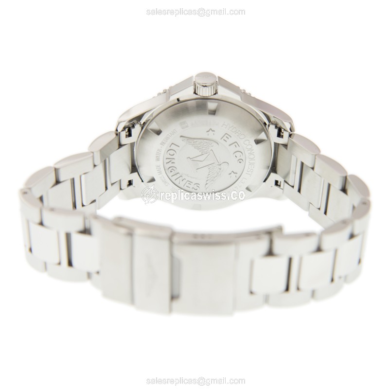 Longines CONQUEST Replica - Automatic - Black Dial - Steel Case - Silver Strap - View 4