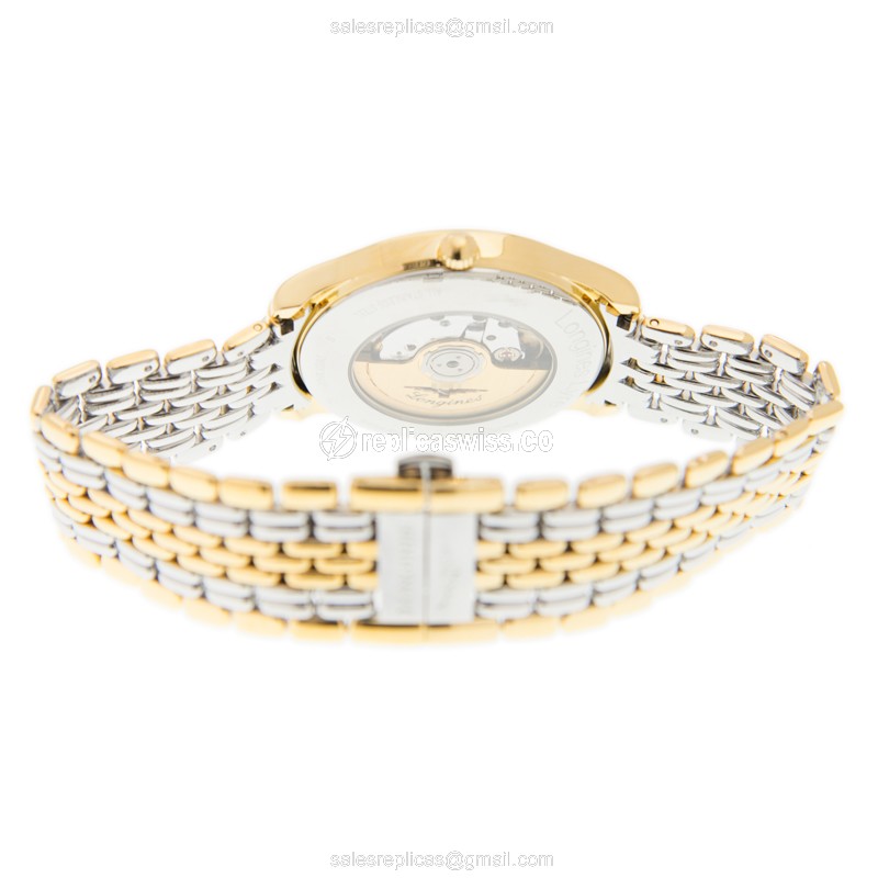 Longines Lyre Replica - Gold & Steel - Automatic - White Dial on Gold Strap - View 4