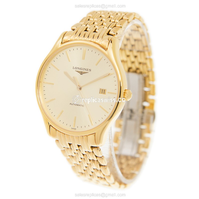 Longines Lyre Replica - Automatic - Gold on Steel - 18kt Case & Strap - View 3