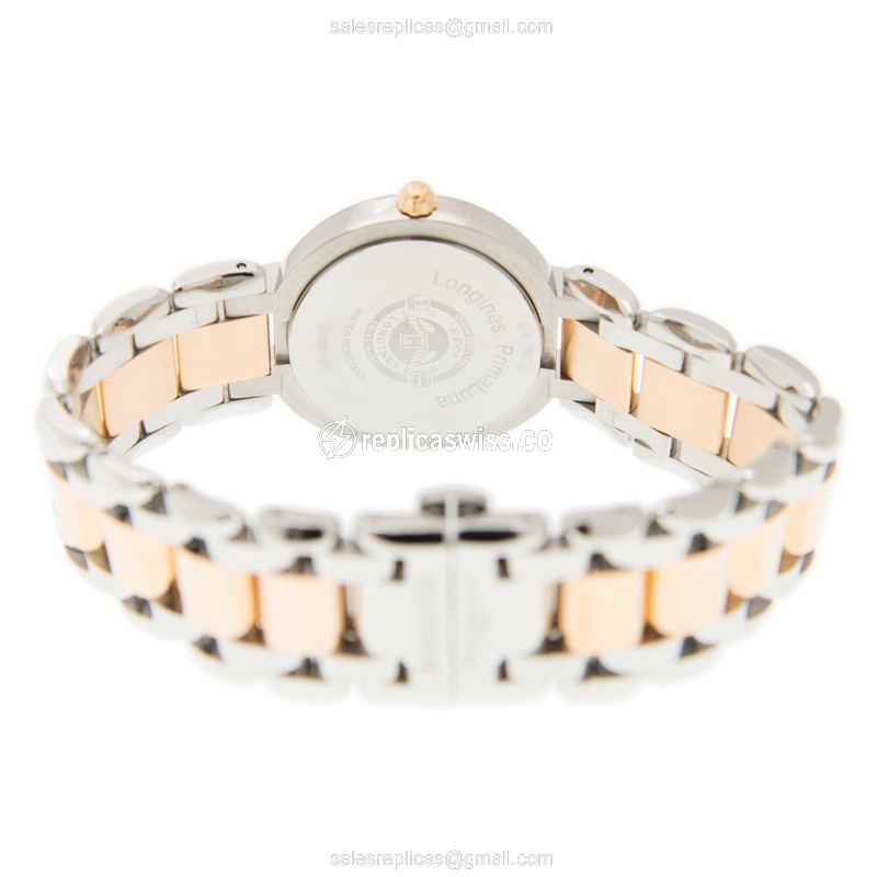 Rolex Prima Luna Replica - Quartz, 18kt Rose Gold Case - White Dial, Steel Strap - View 4