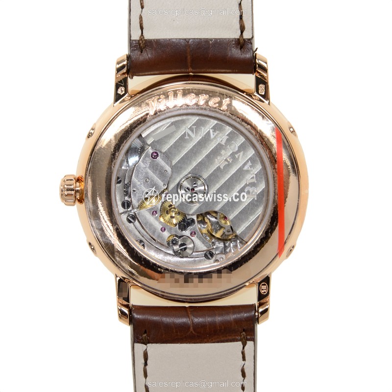 Blancpain Villeret 6263-3642-55B - Automatic 18kt Rose Gold - White Dial - Brown Alligator Strap - View 3