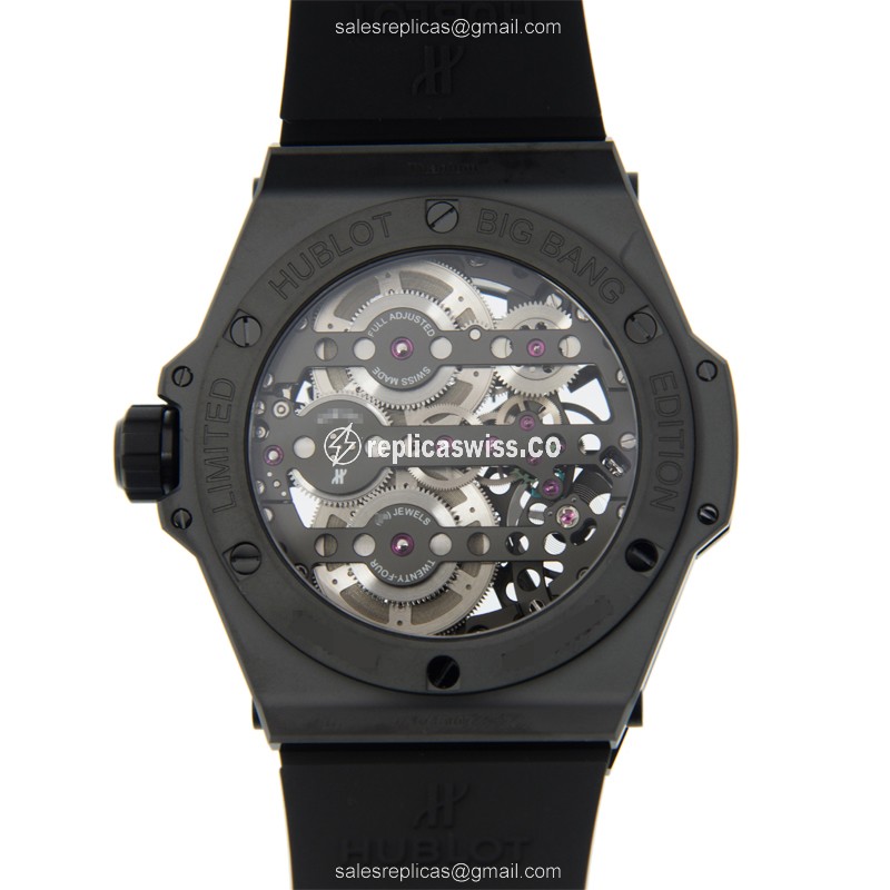 Hublot BIG BANG Replica - Manual Wind - PVD Gold - Black Dial - Rubber Strap - View 3