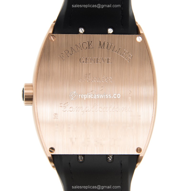 Franck Muller V 45 SC DT Replica - Automatic - 18kt Rose Gold - Black Dial, Alligator Strap - View 3