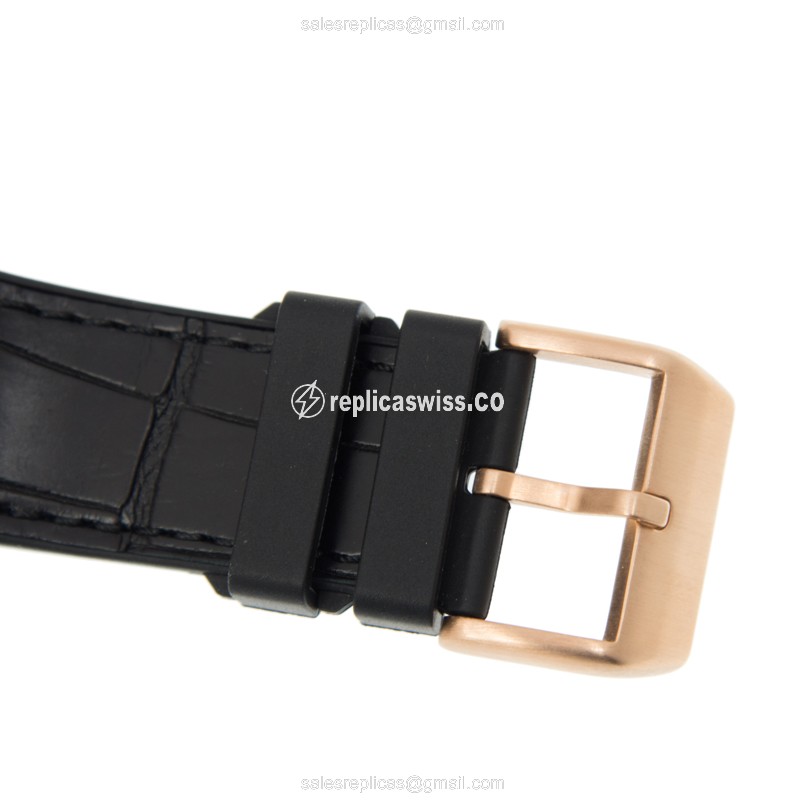 Franck Muller V 45 SC DT Replica - Automatic - 18kt Rose Gold - Black Dial, Alligator Strap - View 4