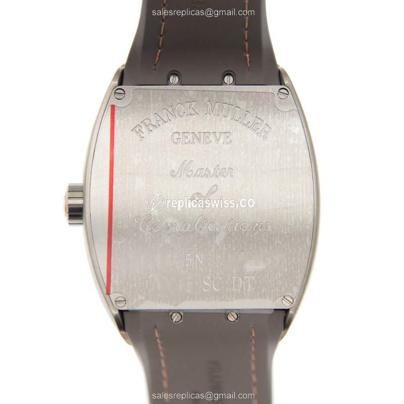 Franck Muller Vanguard Automatic - Steel Case - Gray Dial - Leather Grey Strap - View 3