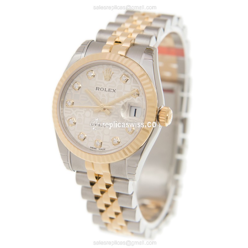 Rolex Datejust Replica - Automatic - 18kt Gold & Steel - White Dial - View 3