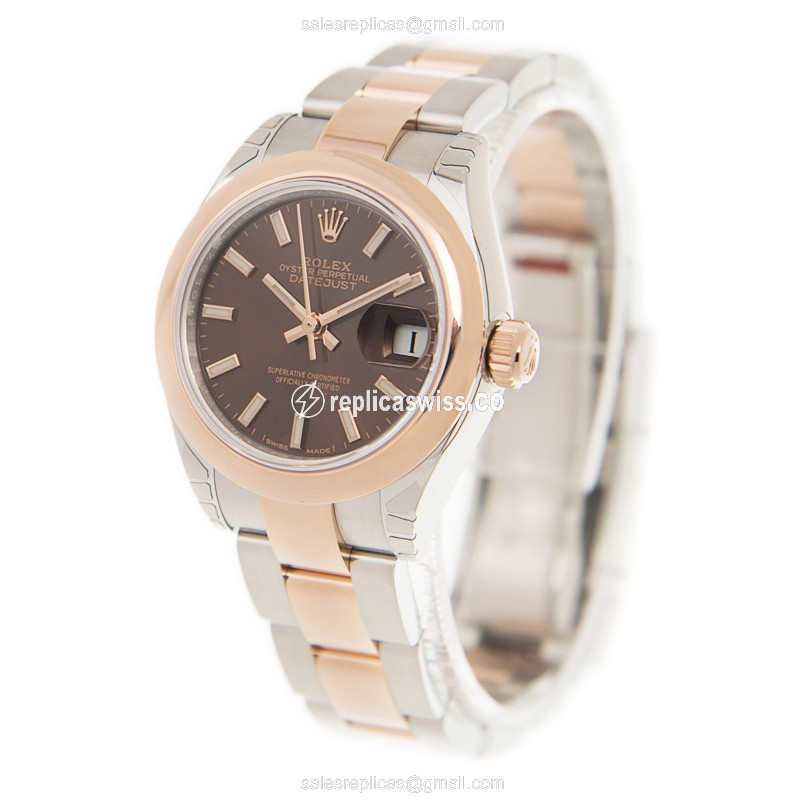 Rolex Datejust Replica - Automatic - 18kt Rose & Steel - Brown Dial - View 3