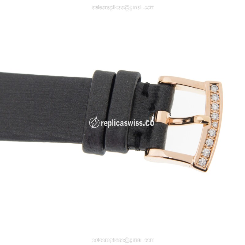 Chopard 139419-5001 Women Jewelry Replica - Automatic 18kt Rose Gold - Diamond Gold Dial - Silk Black Strap - Buckle Clasp - View 4