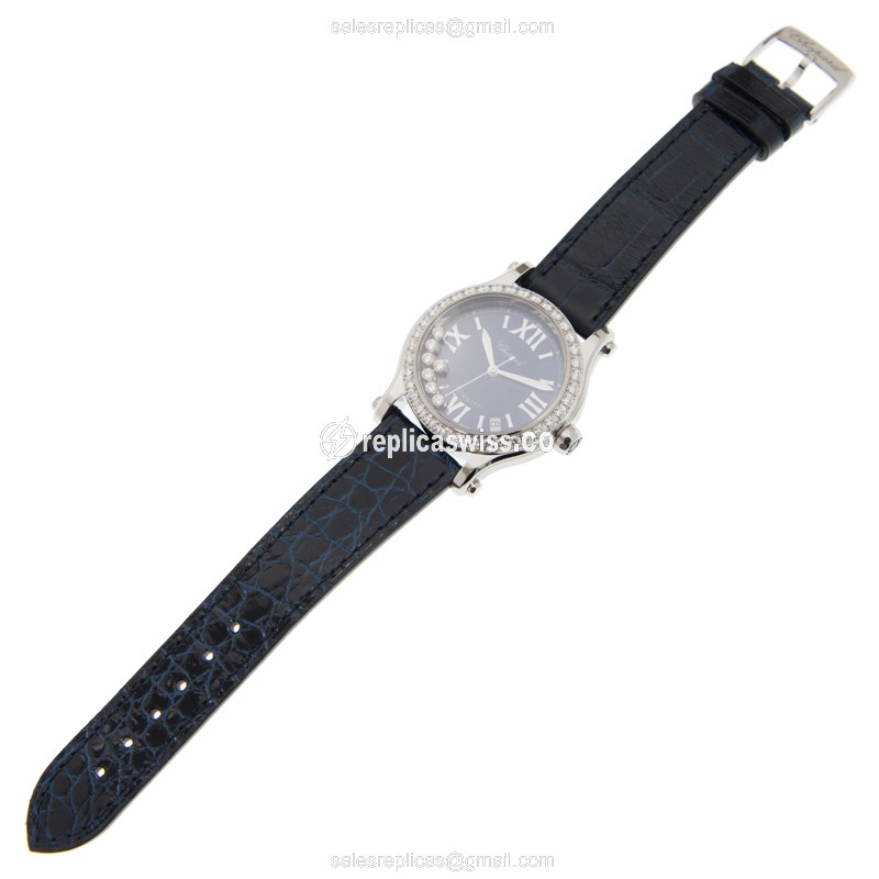 Chopard Happy Sport Replica - Automatic - Blue Steel Case - Blue Dial - Alligator Blue Strap - View 2