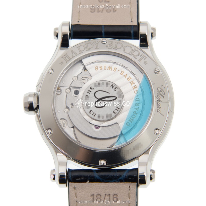 Chopard Happy Sport Replica - Automatic - Blue Steel Case - Blue Dial - Alligator Blue Strap - View 3