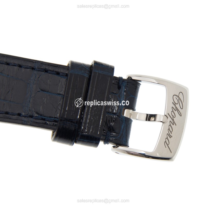 Chopard Happy Sport Replica - Automatic - Blue Steel Case - Blue Dial - Alligator Blue Strap - View 4