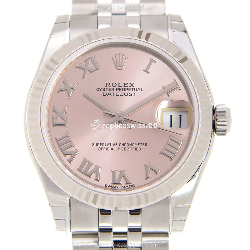 Rolex Datejust Lady 178274-0077 Replica - Auto - 18kt White Gold & Steel Case - Pink Dial - Silver Steel Bracelet - View 2