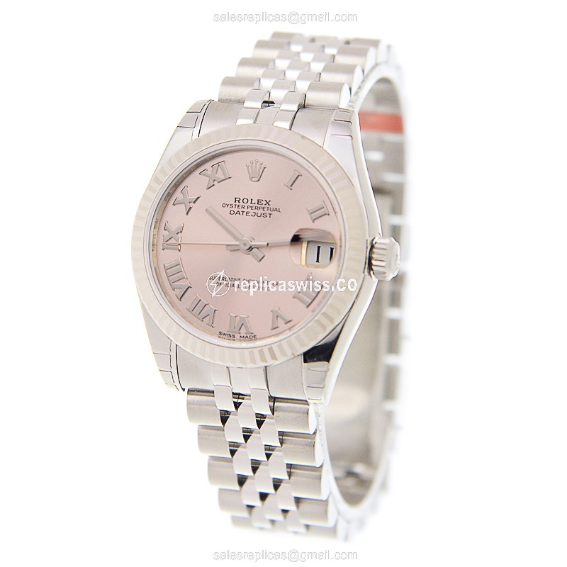 Rolex Datejust Lady 178274-0077 Replica - Auto - 18kt White Gold & Steel Case - Pink Dial - Silver Steel Bracelet - View 3