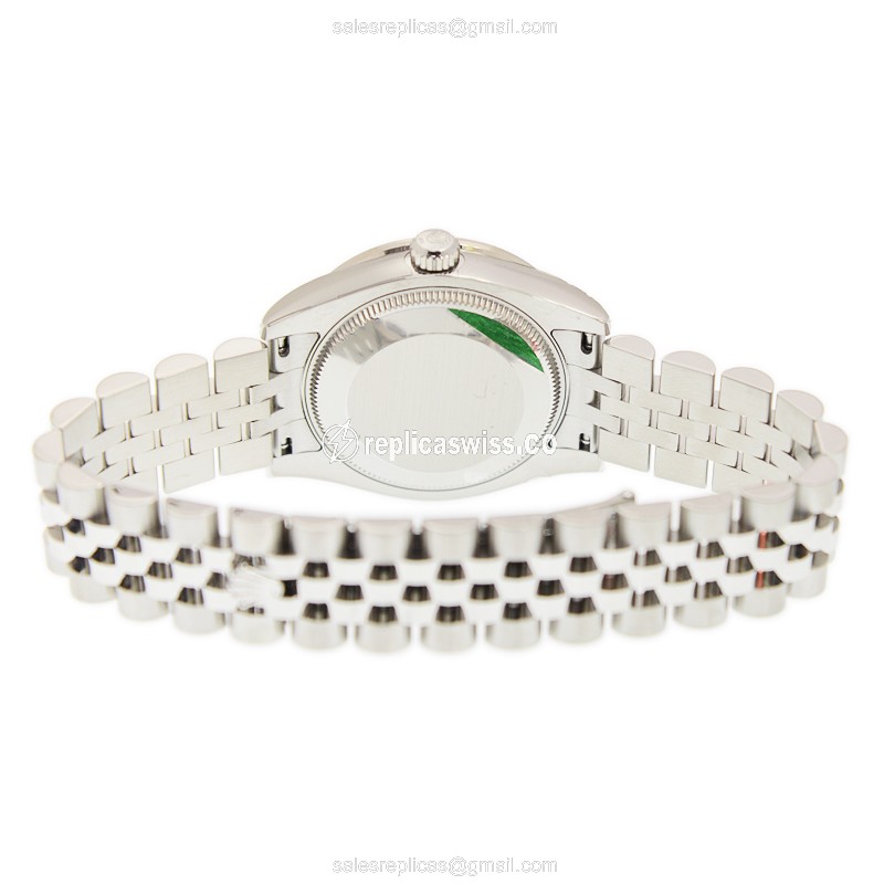 Rolex Datejust Lady Replica - Automatic - White Gold - Diamond Accents - Steel Case - View 4