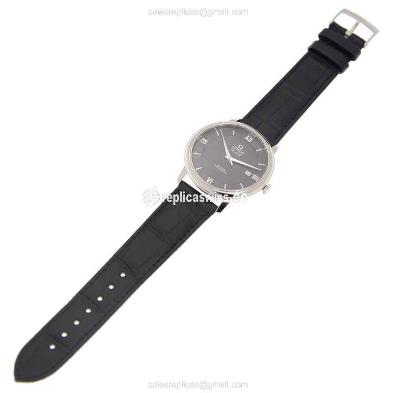 Omega De Ville Replica - Automatic - Steel - Black Dial - Leather - View 2