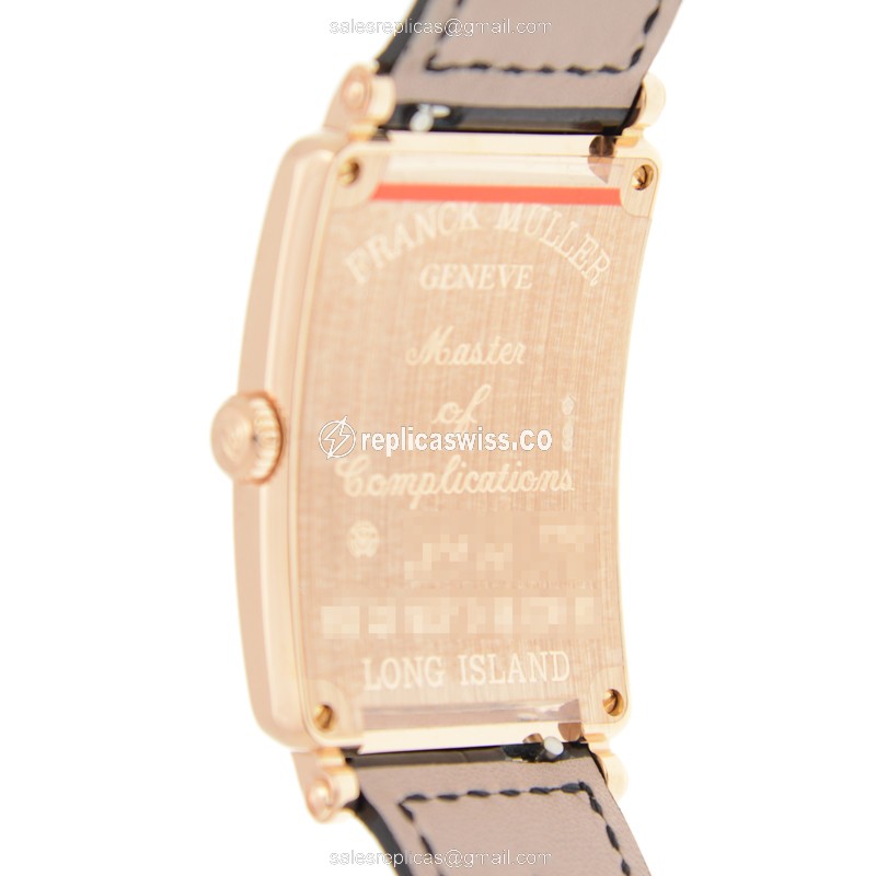 Franck Muller 952 QZ MOP D 1R CD8 NI LONG ISLAND - Quartz - 18kt Rose Gold - Diamonds on White Dial, Alligator Purple Strap - View 3
