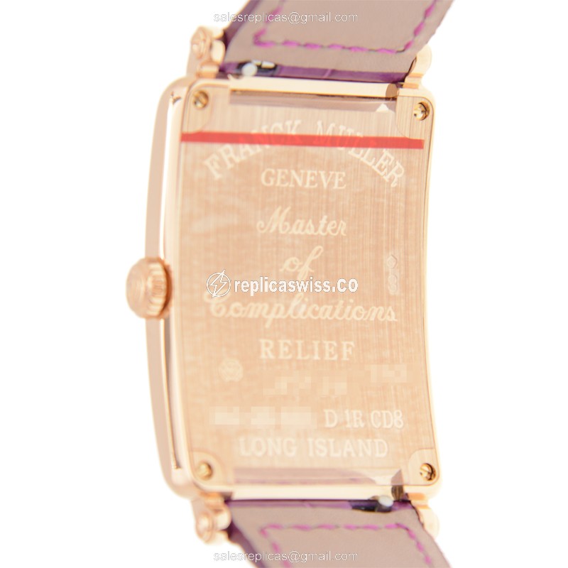 Franck Muller 952 QZ REL D 1R Replica - Quartz - 18kt Rose Gold - Diamond Case - White Dial - Buckle Clasp - View 3