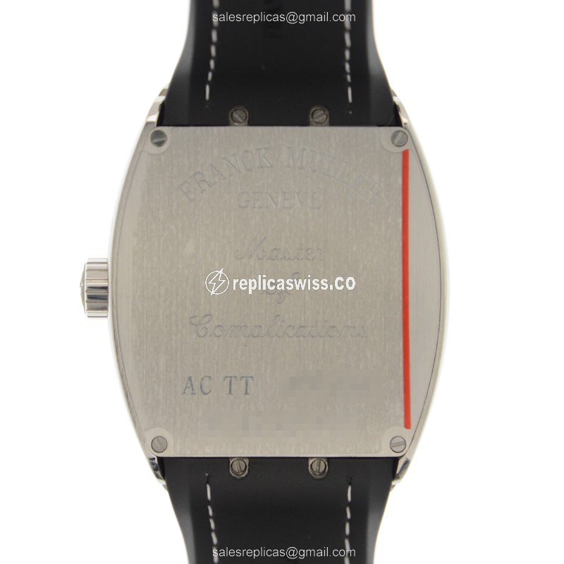 Franck Muller V45 SC DT Vanguard - Auto - Steel Case - Gray Dial - Black Alligator Strap - View 3