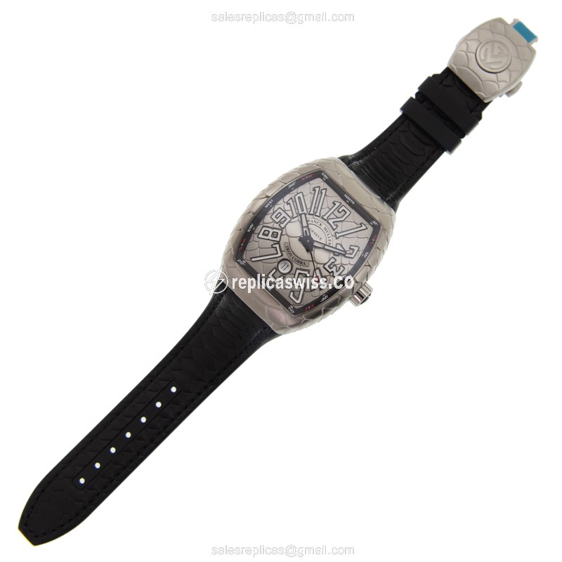 Franck Muller V 45 SC DT Cobra AC.NR - Automatic - Stainless Steel - Silver Dial, Black Alligator Strap - View 2