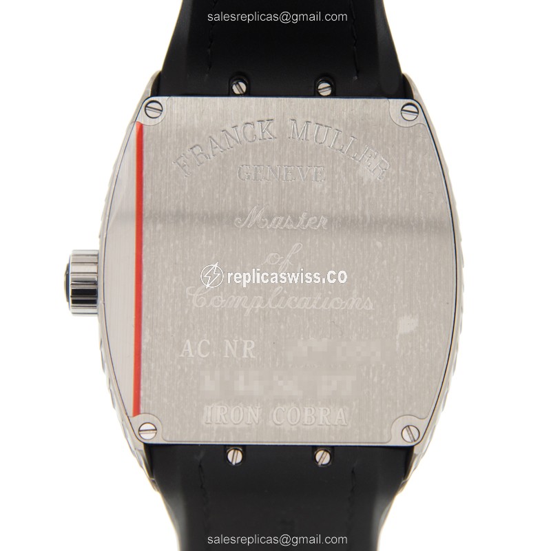 Franck Muller V 45 SC DT Cobra AC.NR - Automatic - Stainless Steel - Silver Dial, Black Alligator Strap - View 3