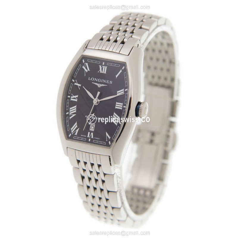 Longines EVIDENZA Replica - Automatic - Black Dial on Silver Steel Strap - View 3