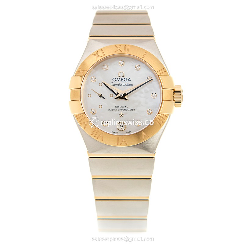 Omega Constellation Replica - Automatic - 18kt Gold & Steel - White Dial - Gold Clasp - View 2