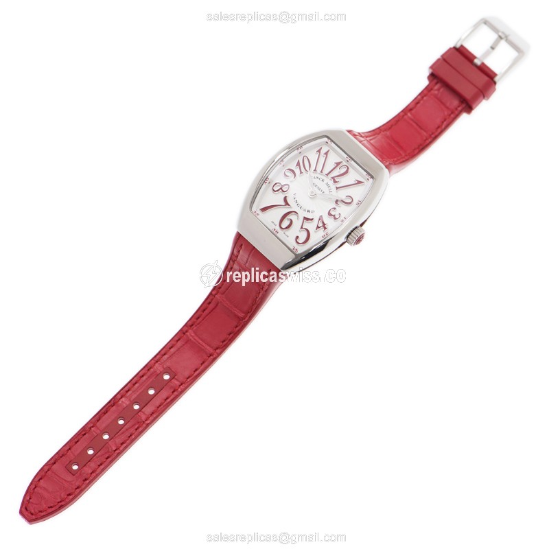 Franck Muller V 32 QZ Quartz - Steel Case - Silver Dial - Blue Leather Strap - Buckle Clasp - View 2