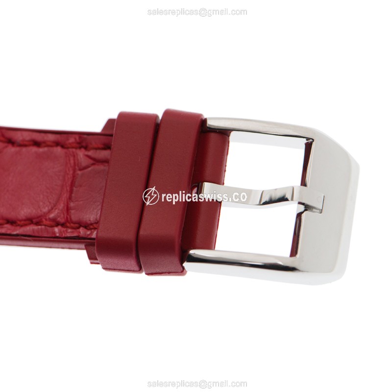 Franck Muller V 32 QZ Quartz - Steel Case - Silver Dial - Blue Leather Strap - Buckle Clasp - View 4