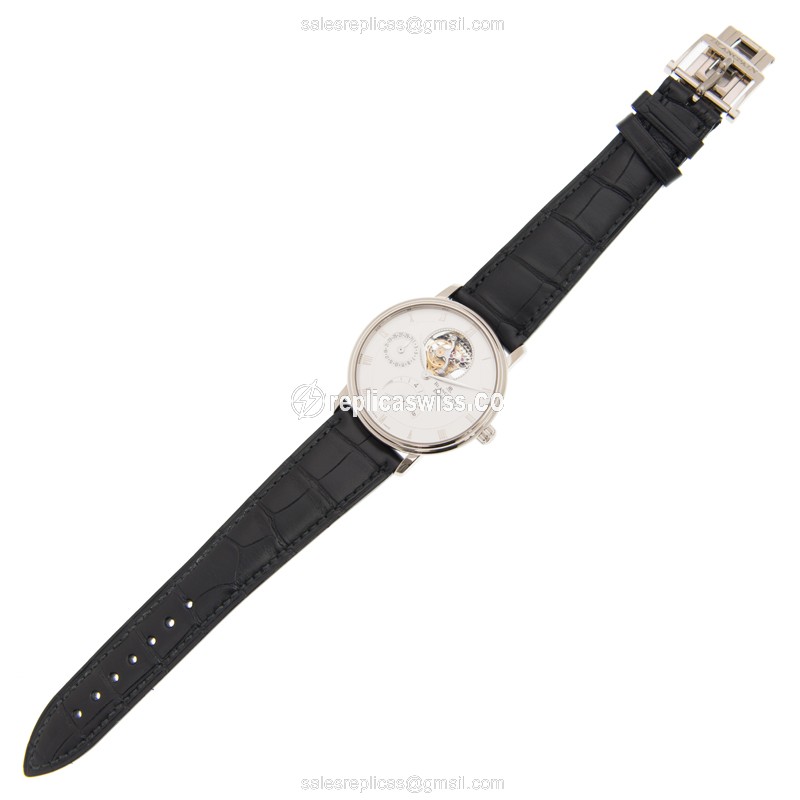 Blancpain Villeret Replica - Automatic 18kt White Gold - White Dial - Black Alligator Strap - View 2
