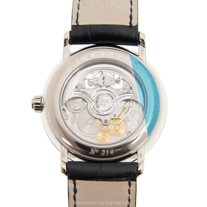 Blancpain Villeret Replica - Automatic 18kt White Gold - White Dial - Black Alligator Strap - View 3