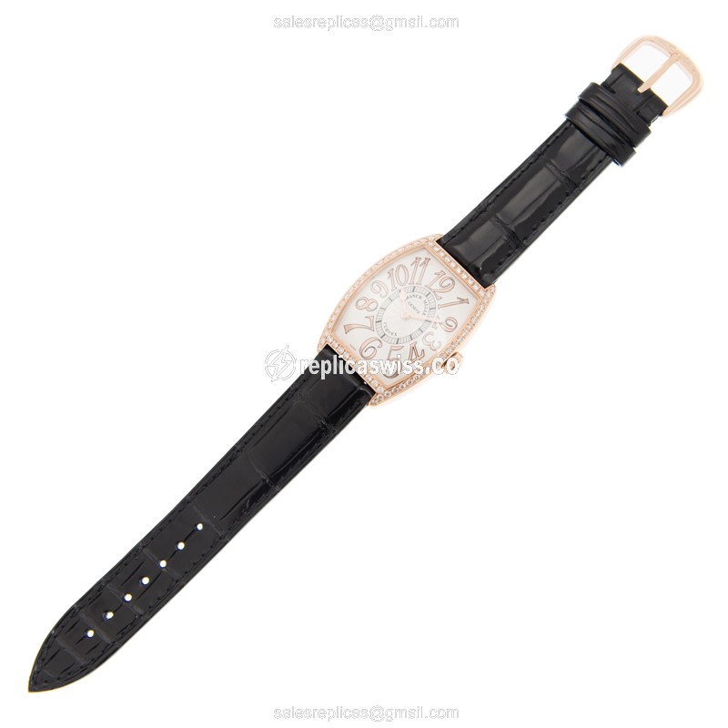 Franck Muller 2852 B QZ REL D1 R 5N Master Banker Quartz - White Dial - Buckle Clasp - Black Alligator Strap - View 2