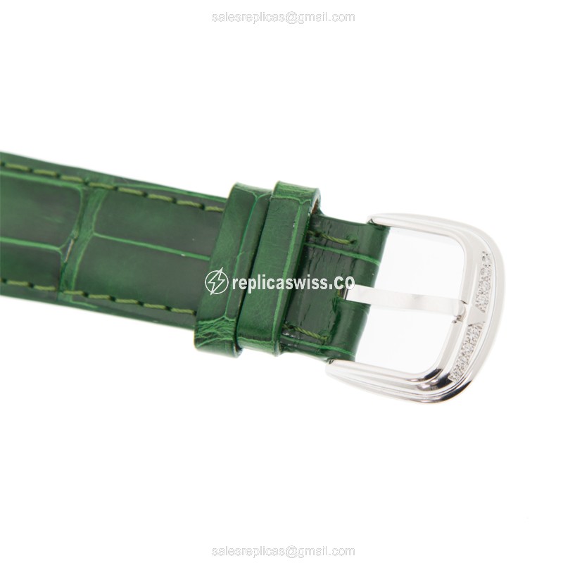 Franck Muller 5850 M SC COL DRM D 1R AC CINTREE CURVEX Replica - Automatic - Stainless Steel Case - White Dial on Green Alligator Strap - View 4