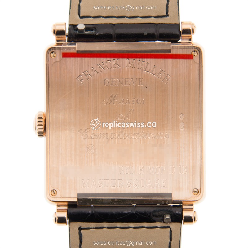 Franck Muller Master Square Replica - Quartz - 18kt Rose Gold - Diamond Bezel - White Dial - View 3