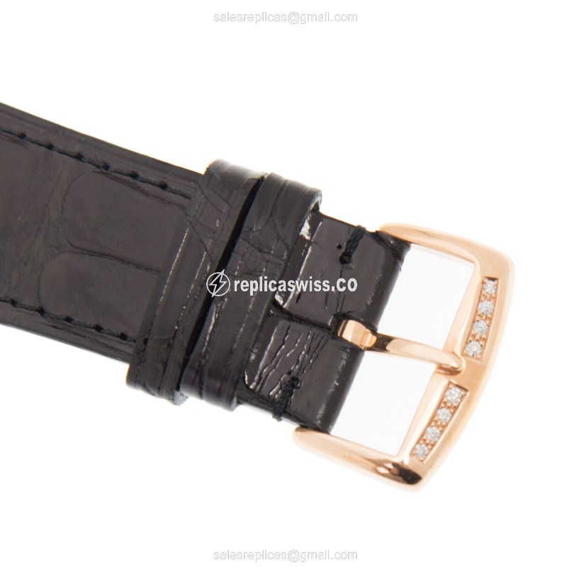 Franck Muller Master Square Replica - Quartz - 18kt Rose Gold - Diamond Bezel - White Dial - View 4