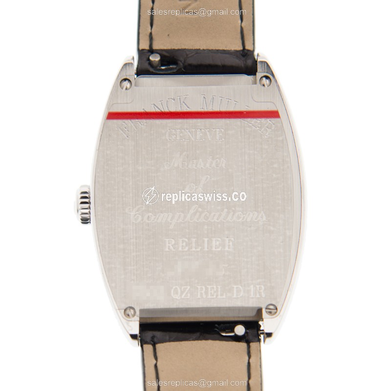 Franck Muller Cintree Curvex Replica - Quartz - Diamond Case - White Dial, Alligator Buckle - View 3