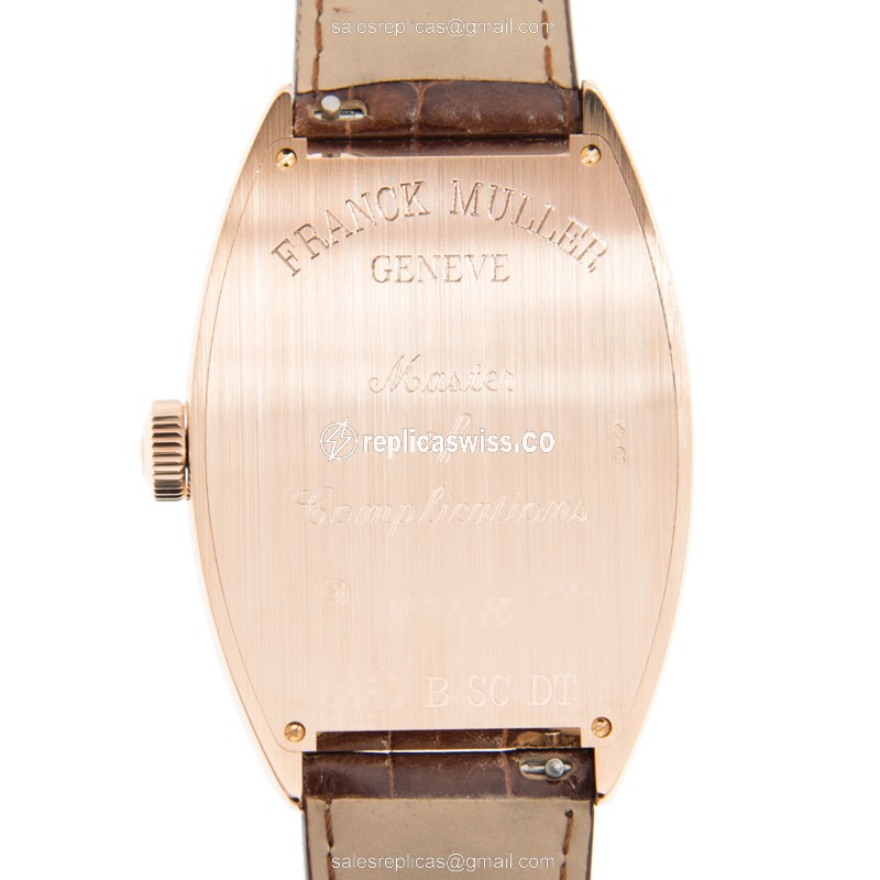 Franck Muller 8880 B SC DT AC Replica - Automatic - 18kt Rose Gold - Brown Dial, Alligator Strap - View 3