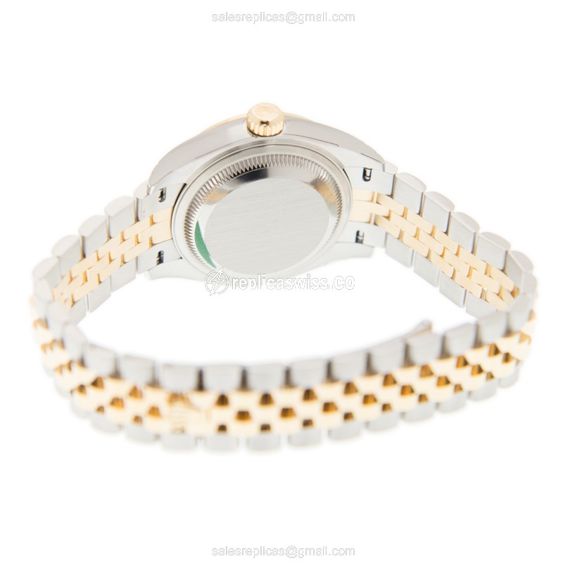 Rolex Lady Datejust Replica - Automatic - 18kt Gold & Steel - Silver Dial - Gold Strap - View 4