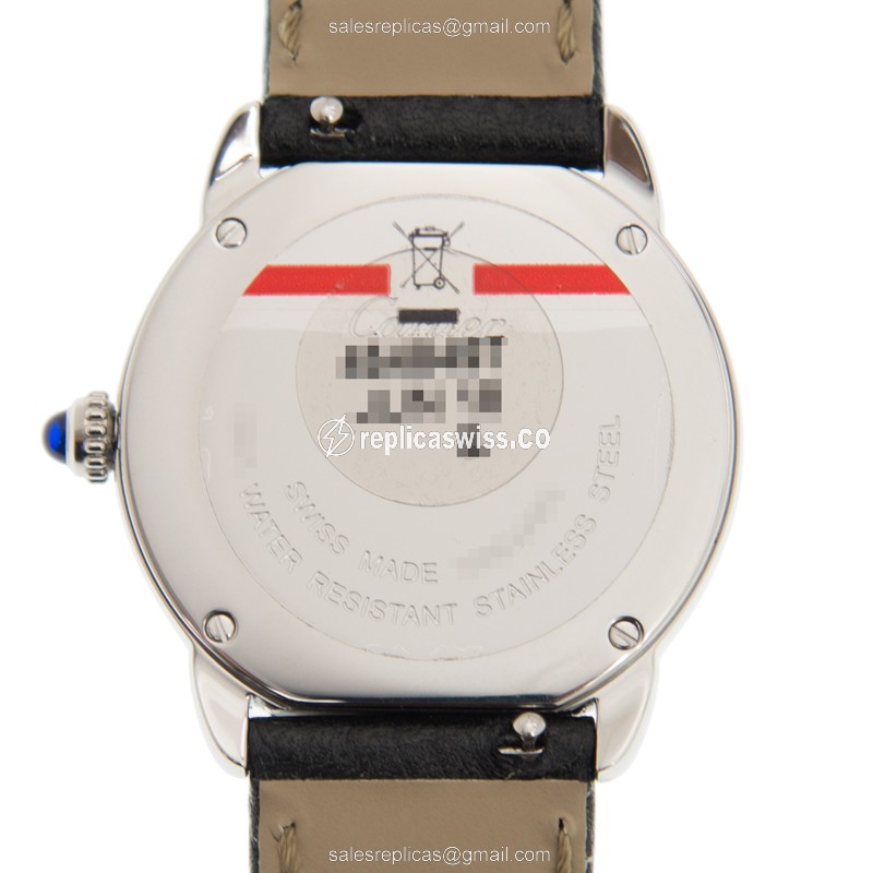 Cartier RONDE SOLO Quartz Steel Case - Silver Dial - Black Cowhide Strap - View 3