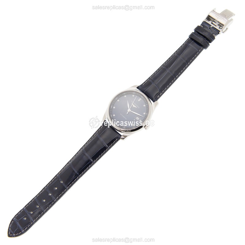 Longines L2.793.4.97.2 Replica - Automatic - Steel - Blue Dial, Alligator Strap - View 2