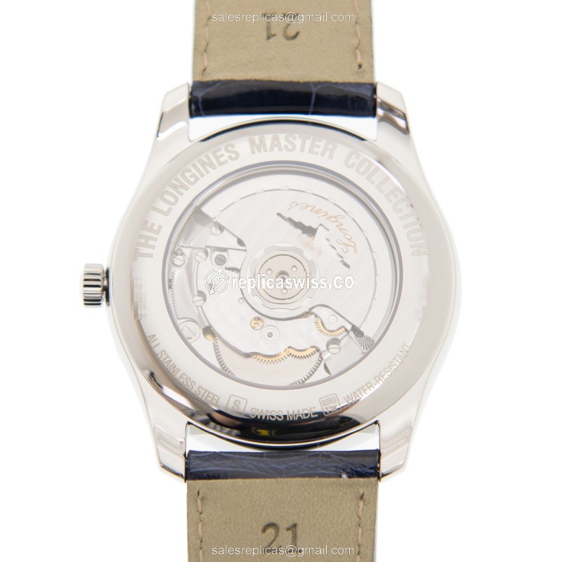 Longines L2.793.4.97.2 Replica - Automatic - Steel - Blue Dial, Alligator Strap - View 3
