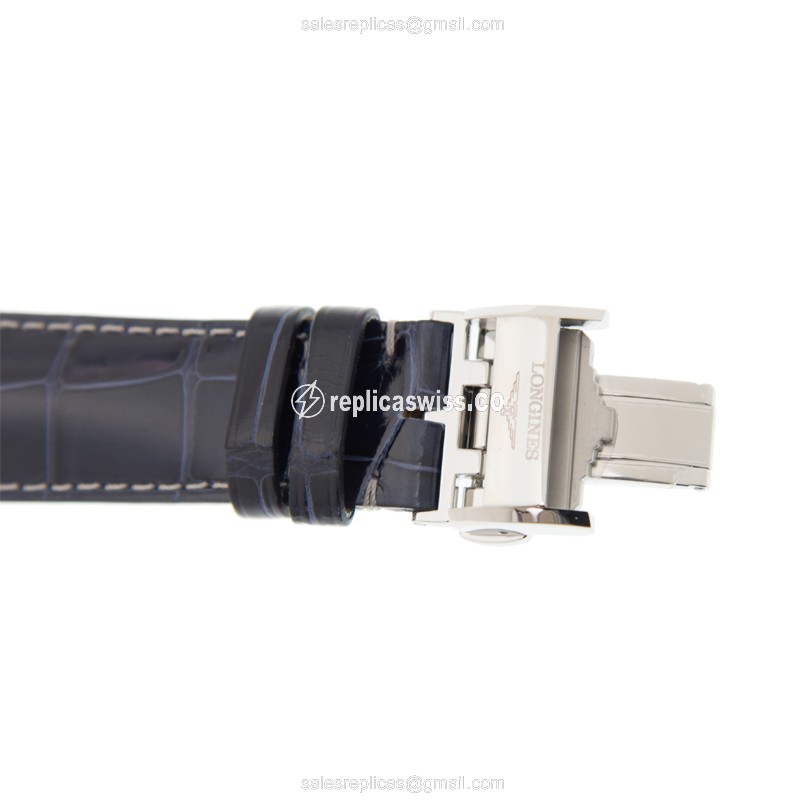 Longines L2.793.4.97.2 Replica - Automatic - Steel - Blue Dial, Alligator Strap - View 4
