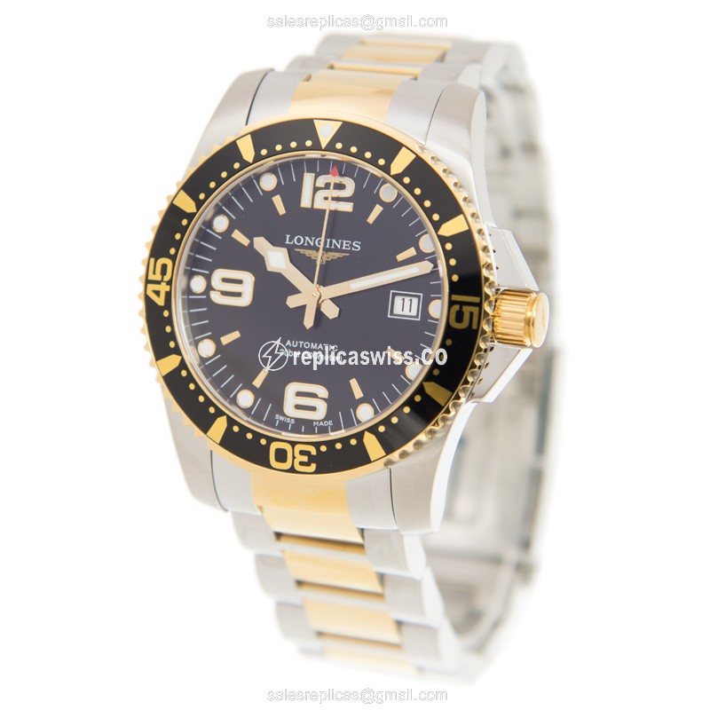 Longines CONQUEST Replica - Automatic - Steel Case - Black Dial | Gold Clasp - View 3