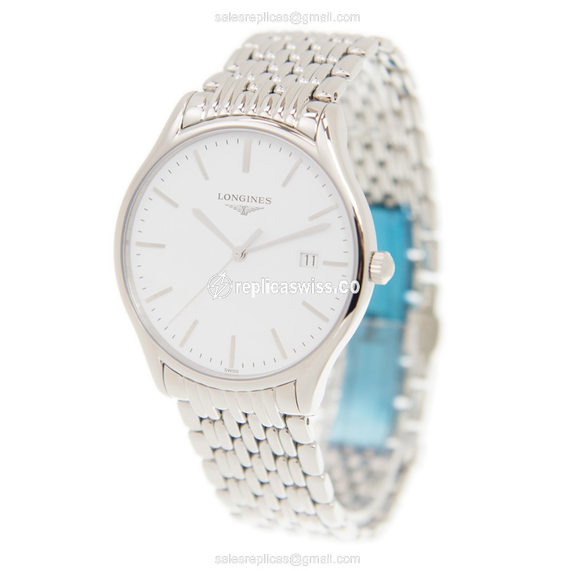 Longines Lyre Quartz Replica - White Dial - Steel Case - Silver Clasp - View 3