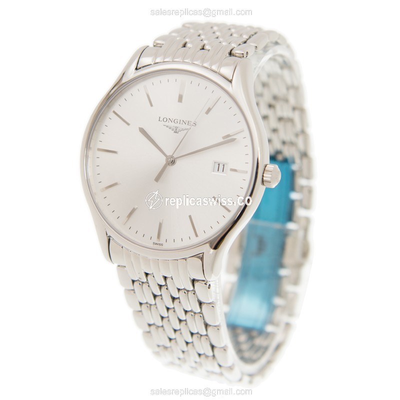 Longines Lyre Quartz Steel - White Dial Silver Clasp Steel Strap - View 3